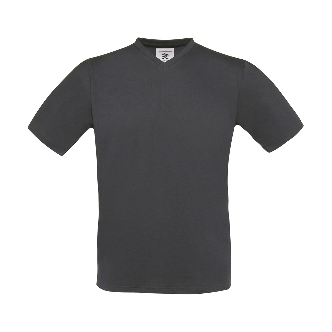 T-shirt B&C Exact V-neck 145gr. in donkergrijs (01.01.0009)