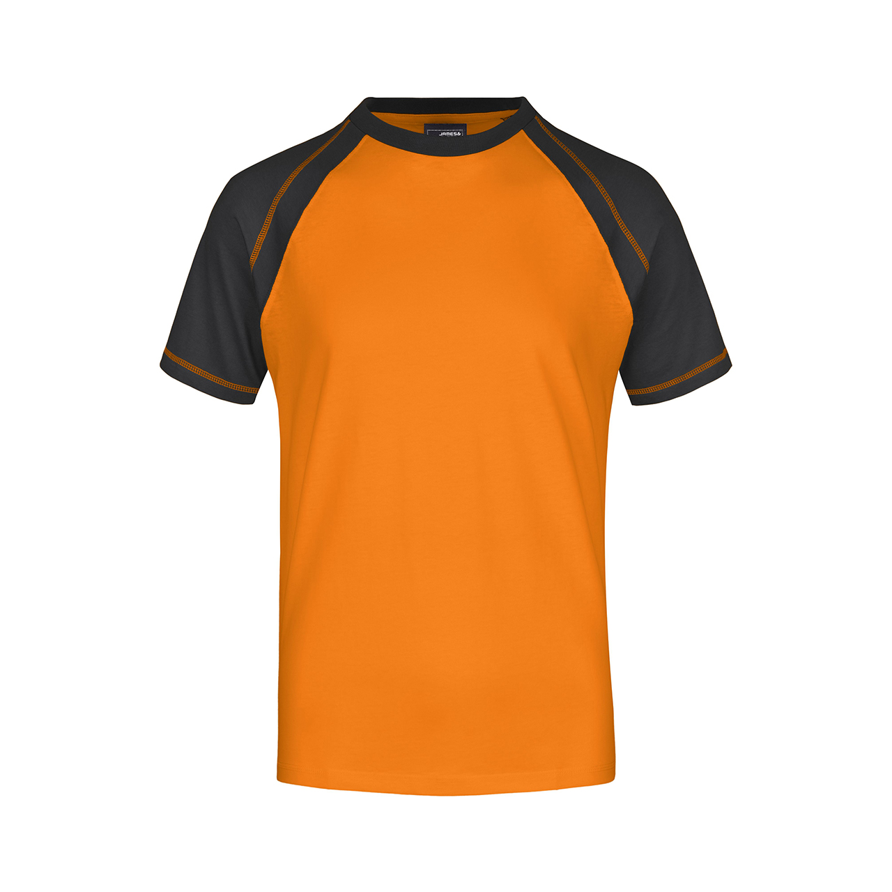 T-shirt Raglan James & Nicholson Heren in oranje/zwart (01.01.0072)