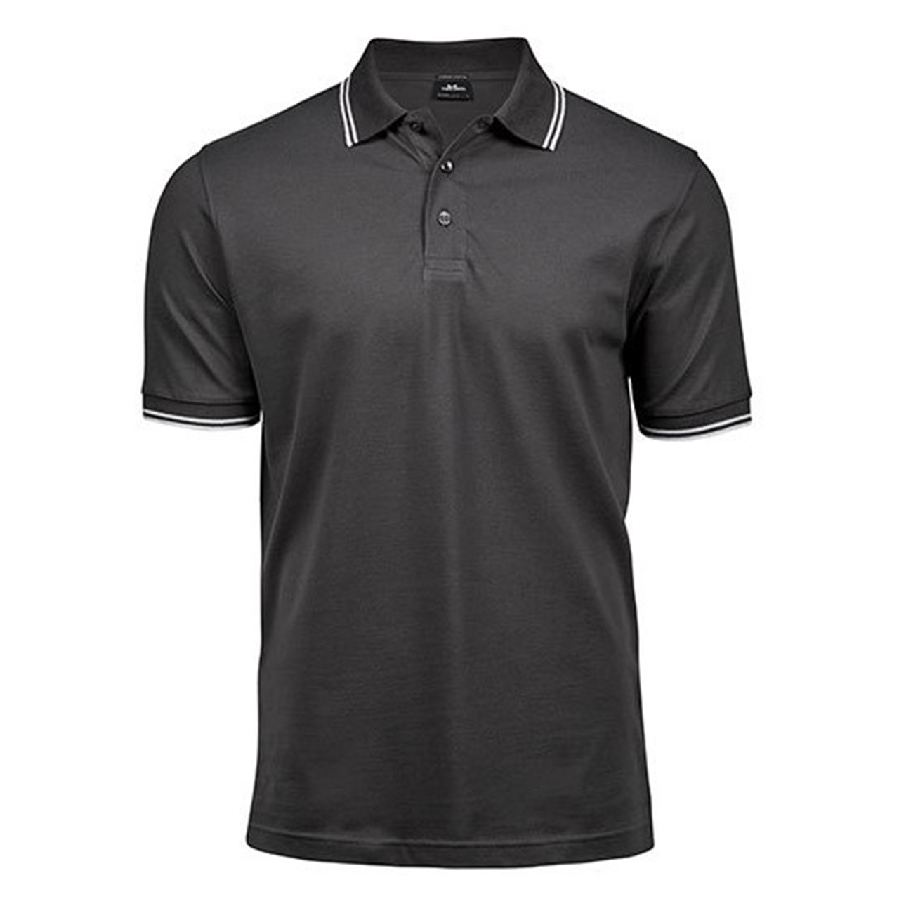 Polo Tee Jays Luxury Stripe Stretch Heren in donker grijs/wit (01.02.0045)