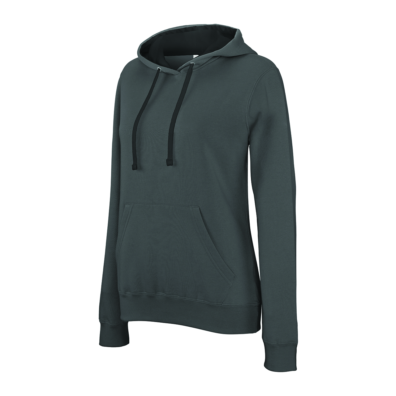 Sweater Kariban Gecontrasteerde Capuchon Hooded Dames in donkergrijs/zwart (01.04.0024)