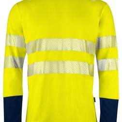 6014 Signalisatiet-shirt lange mouwen EN ISO 20471 klasse 3 in geel/marine (01.09.0057)