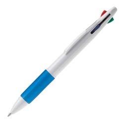 Balpen 4 kleuren hardcolour in wit/blauw (02.01.0212)