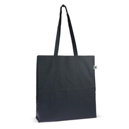 Fairtrade katoenen tas gekleurd lang 140g/m² 38x10x42cm in donkerblauw (02.05.0142)