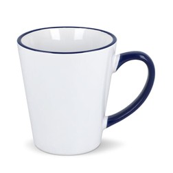 Mok subli Melbourne gekleurde rand & handvat 300ml in wit/donkerblauw (02.09.0200)