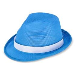 Polyester hoed met band in blauw (02.99.0093)