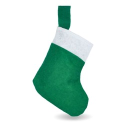 Vilten kerstsok 20 cm in wit/groen (02.99.0127)
